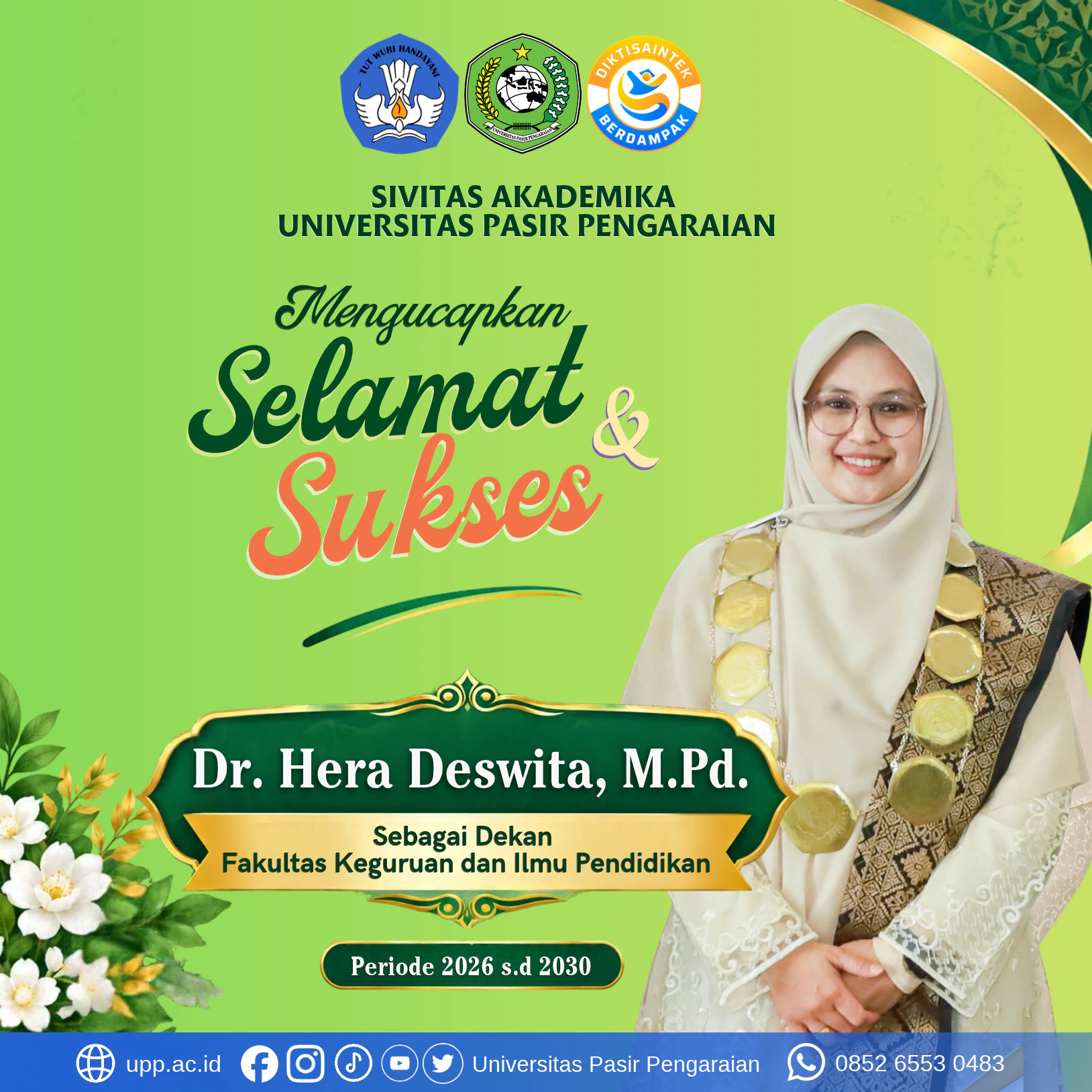Dr. Hera Deswita Resmi Dilantik sebagai Dekan FKIP UPP Periode 2026 s.d 2030